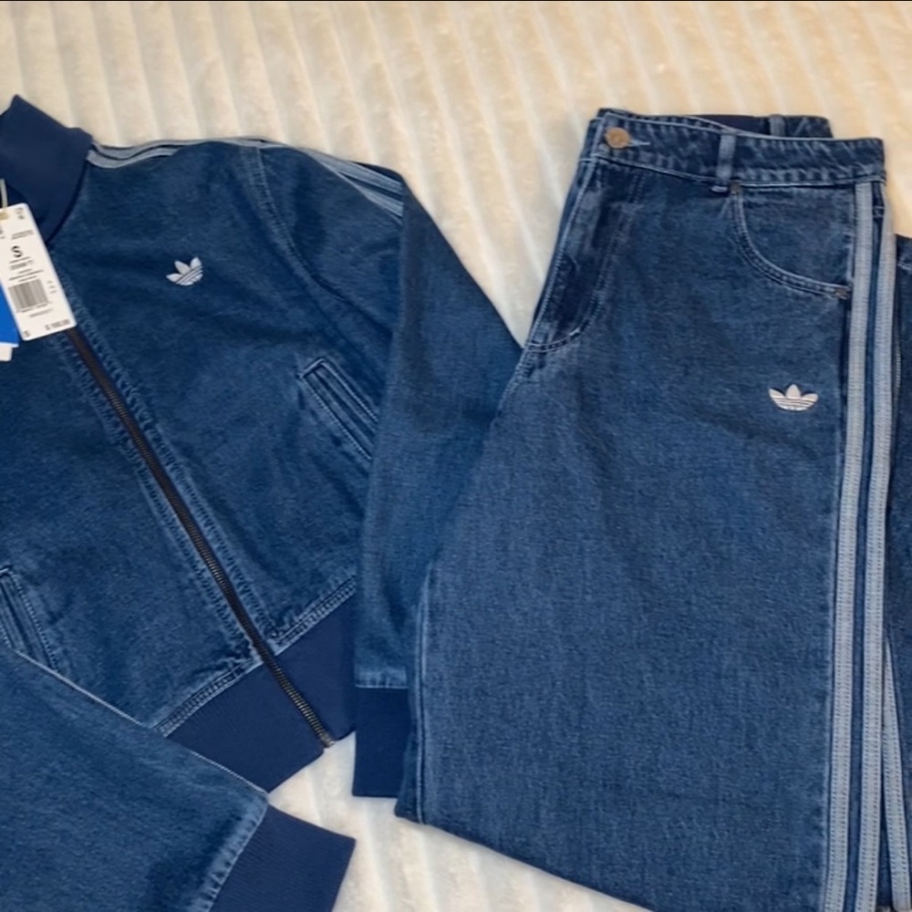 Adidas Indigo Denim Tracksuit Set
